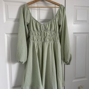 Gabby Skye Olive and White Striped Dress